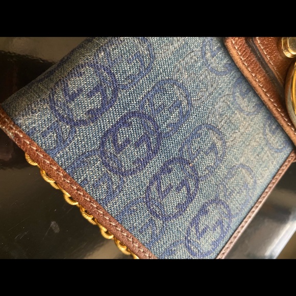 Gucci jean GG logo wallet/clutch added non Gucci chain . Long wallet - Picture 6 of 15